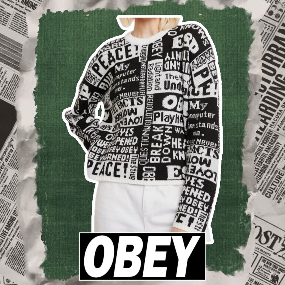OBEY Post Crew Graphic Sweater